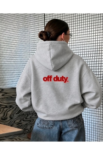 FUFLUNS OFF DUTY PRINTED OVERSIZED UNISEX WOMEN'S/MEN'S HOODED SWEATSHIRT