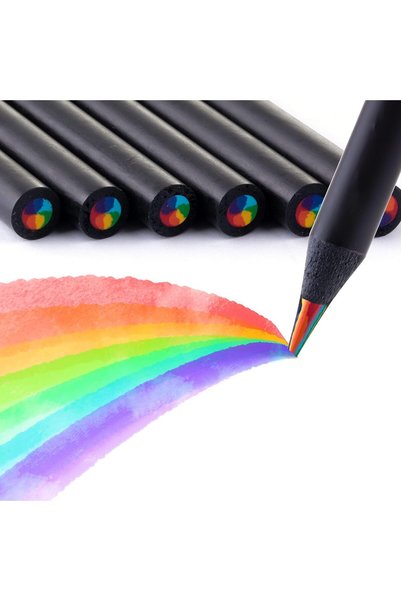 Generic Art Supplies for Kids and Adults, 7 Color in 1 Black Wooden Rainbow C...