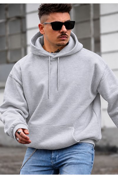 selcia Men's Hooded Oversize Sweatshirt with Kangaroo Pocket