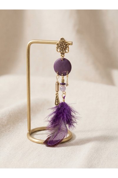 ZGNOVA Handmade Earring with Feather Detail