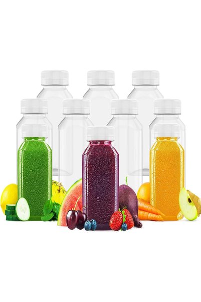 Generic عبوات عصير بلاستيكية سعة 8 أونصات، عبوات مشروبات قابلة لإعادة الاستخد...