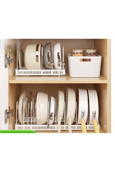 GALORWAY Organizator Reglabil pentru Tigăi, Oale și Capace – Extensibil 30–58...