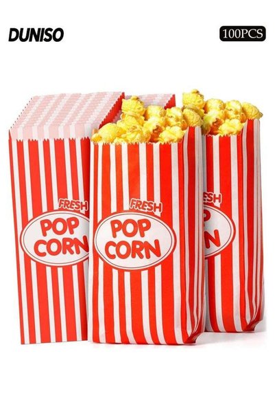 DUNISO 100 علبة فشار، علب فشار ورقية، للاستخدام مرة واحدة، مانعة للتسرب، مخطط...