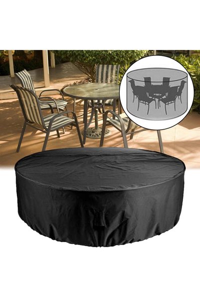 Generic Brand Husă de masă de grădină rotundă neagră impermeabilă 128 x 71 cm
