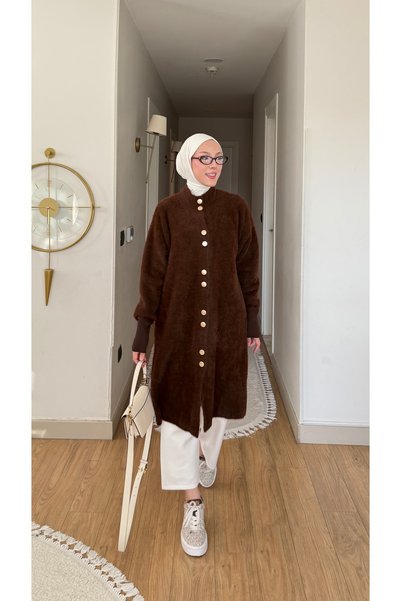 NİLNUR MODA Tunica-cardigan-palton din tricot pentru femei, stil Premium, la ...