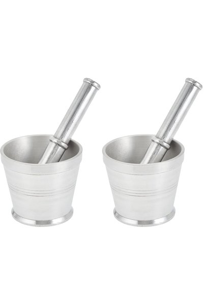 Generic ALUMINIUM MORTAR, 10.5 CM, SILVER, RAM002, 1 PC (Pack of 2)