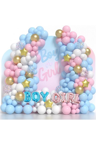 Generic Blue and Pink Balloon Garland Kit - 128PCS Gender Reveal Balloons wit...