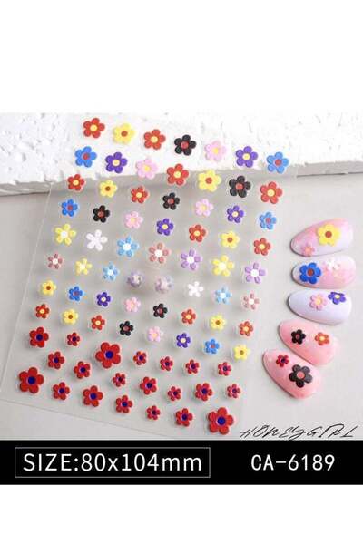 BABONA 2 Sheets 3D Embossed Self-Adhesive Nail Stickers – Waterproof Colored ...
