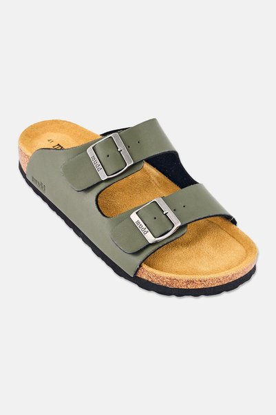 MUDD Men Slip On Cork Sandals, Deep Olive