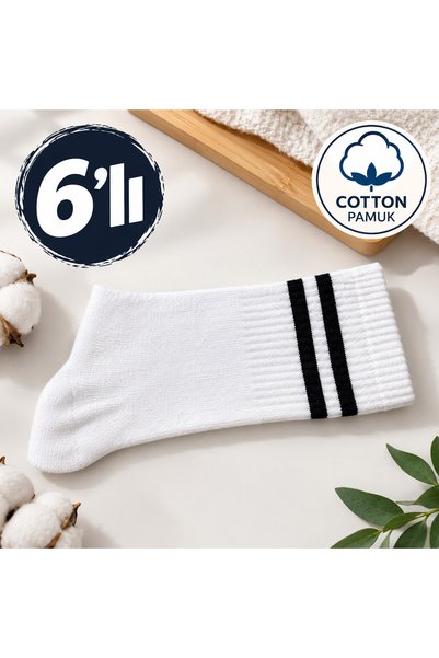 Melek Çorapları 6'lı Çemberli Unisex Beyaz Çorap