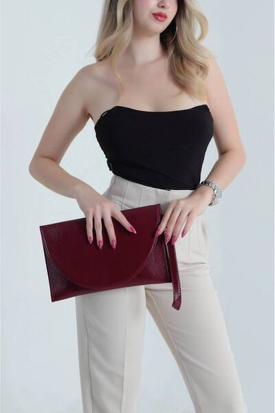 Fiori Kadın Zarf Kapaklı El Çantası Bilek Askılı Şık Portföy Clutch Çanta
