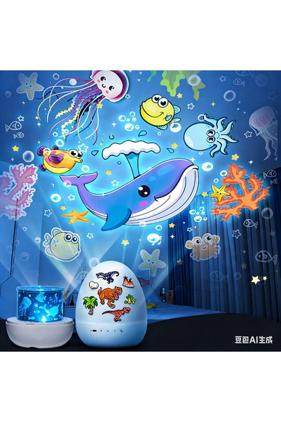 Choice Blue 1PC Dinosaur Egg Star Light Projection Rotating Rechargeable Bedr...