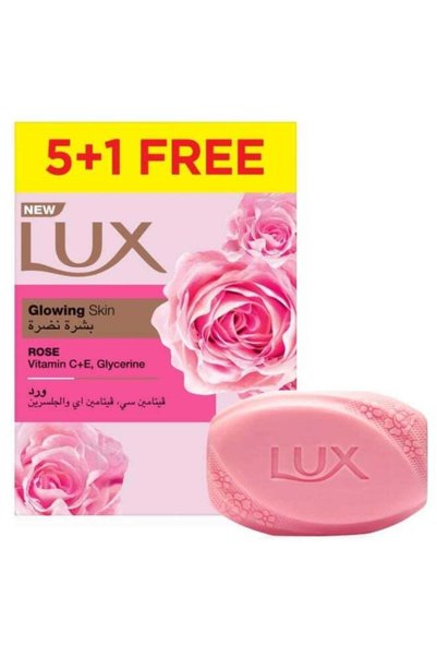 LUXBRU صابون لوكس للبشرة المشرقة برائحة الورد مع فيتامين سي وإي والجلسرين، ور...