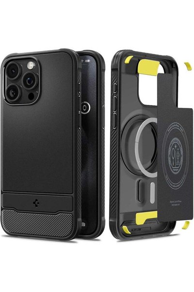 Spigen Rugged Armor MagFit for iPhone 15 Pro Max Case Cover with MagSafe and ...