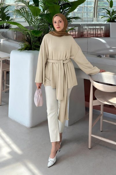 lamelif Tie-Detail Tunic, Beige