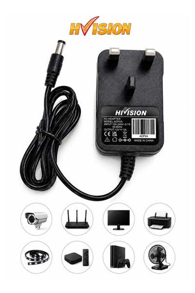 Hivision محول طاقة عالمي 12 فولت 2 أمبير – من التيار المتردد 100-240 فولت إلى...