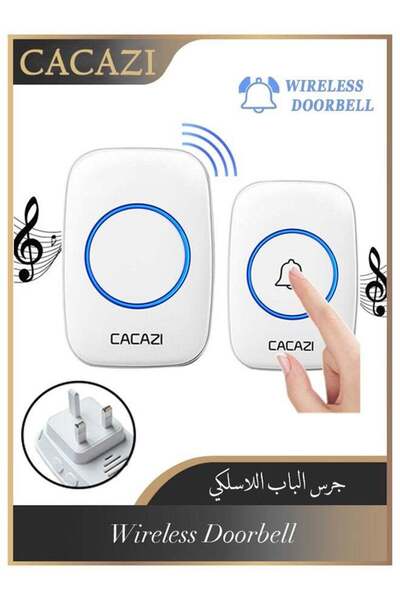 CACAZI جرس باب لاسلكي مقاوم للماء مع مصباح LED، ومدى يصل إلى أكثر من 1000 قدم...