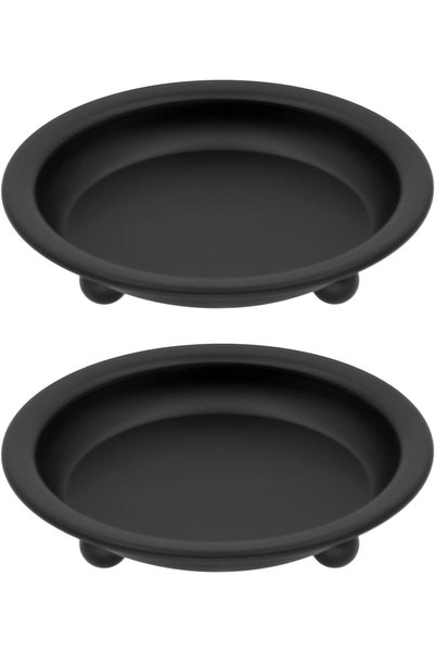 Generic Matte Black Iron Candle Plate, Set of 2, Metal Saucer Style Candle Ho...