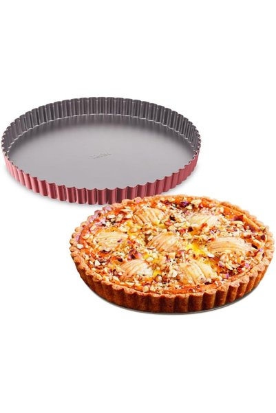 Generic قالب الخبز |   صينية تارت ديليباك 28 سم |   أحمر |   قاعدة تتحول إلى ...