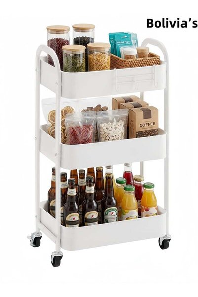 bolivia's 3-Tier Rolling Utility Cart with Wheels, Detachable Utility Storage...