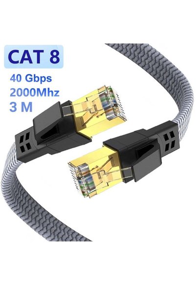 Youque Cat8 Ethernet Cable 3 Meters, High Speed 40Gbps 2000MHz RJ45 Network I...