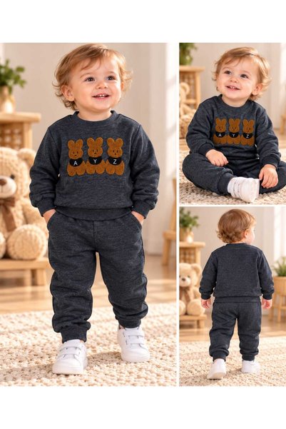 GHAND Boys' 2-Ply Brushed Inside Corduroy Two-Piece Set: Embroidered Sweatshi...