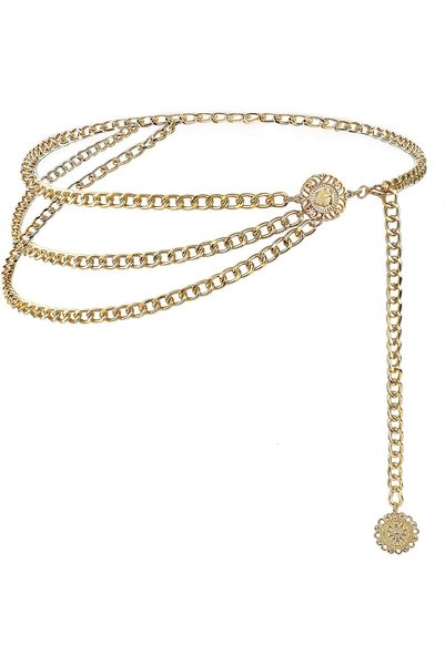 Generic Metal Waist Chain Belts, Multi Layer Waist Chain Dress Belts for Jean...