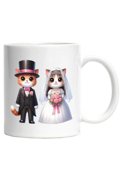 INOVATIX Μια γάτα και ένα γατάκι σε γάμο | εικονογράφηση | νυφικό | κοστούμι,...