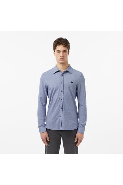 Lacoste Erkek Slim Fit Düğmeli Yaka Koyu Mavi Gömlek
