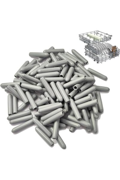 Generic 100Pcs Dishwasher Rack Tine Prong Anti Slip Round Tips Protecter (Grey)