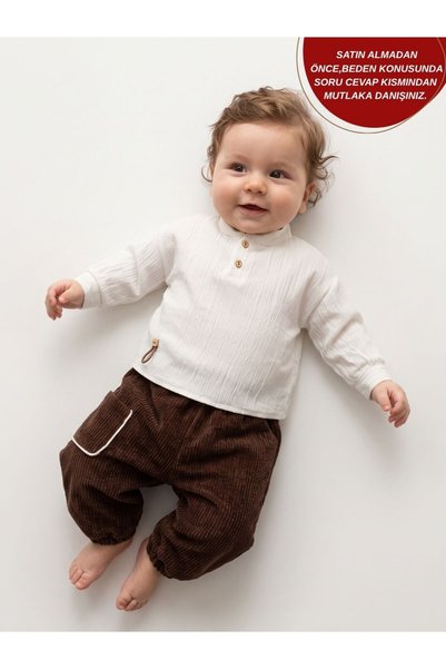 aysskids Enzo Velvet Pants and Shirt Set for Baby Boys