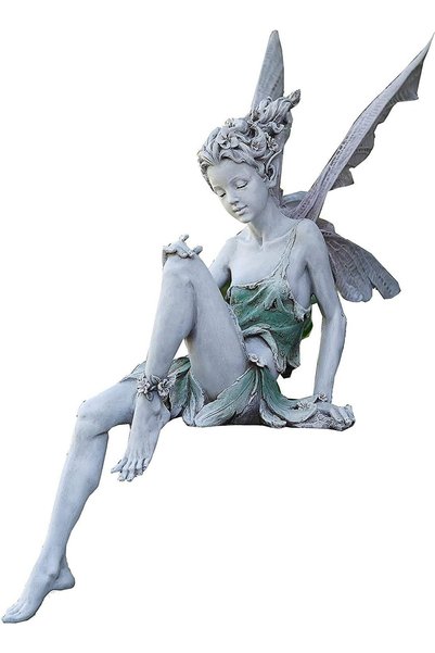 Noonedibs Figurine decorative de grădină cu zâne șezând, figurine de grădină ...