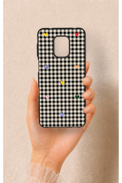 Vip Case غطاء سيليكون بتصميم مربعات ونقشة على شكل قلب، متوافق مع هواتف Redmi ...
