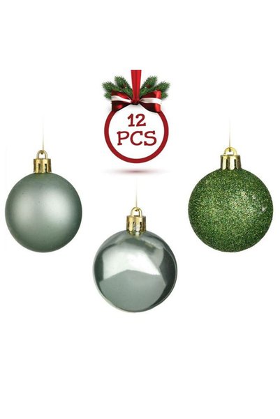 BAMI NETWORK Set globuri Craciun verde menta plastic Ø5cm decor festiv