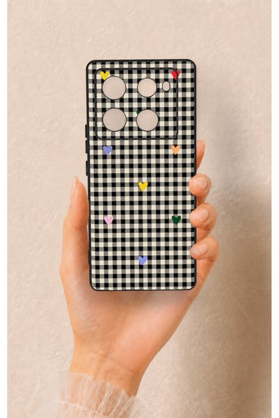 Vip Case Infinix Note 40 Pro Compatible Silicone Case with Heart-Shaped Plaid...