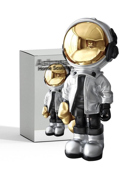 Generic Astronaut Statues Spaceman Sculpture Resin Arts Child Gifts Silver Fi...