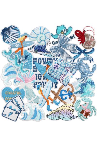 Generic 24pcs Summer Sea Iron/Sew on Patches, Ocean Beach Wave Embroidered Ap...