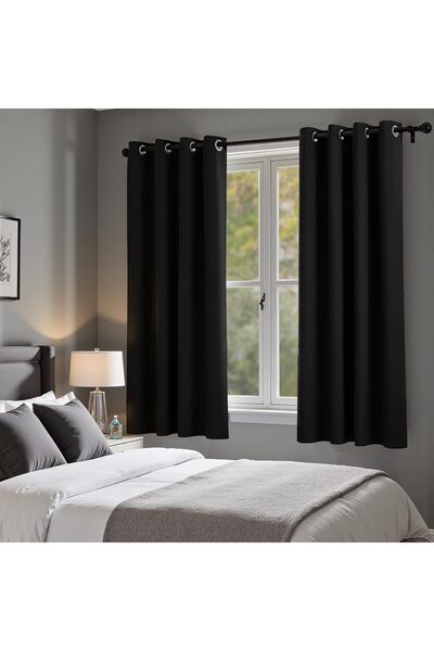 Generic Black Blackout Curtains 63 Inch Length for Bedroom,2 Panels Set Gromm...