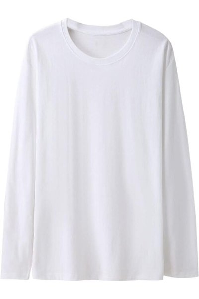 Generic Long Sleeve Crew Neck T Shirt, 100% Cotton Round Neck T Shirt for Men