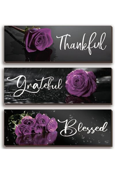 Generic 3 Pcs Purple Bathroom Decor Purple Rose Wall Art Inspirational Flower...