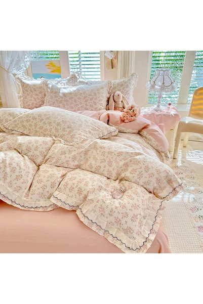 Generic Shabby Chic Floral Duvet Cover Set Queen, 100% Cotton Cottagecore Bed...