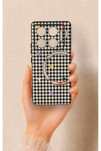 Vip Case Infinix GT 20 Pro Compatible Silicone Case with Heart-Shaped Plaid P...