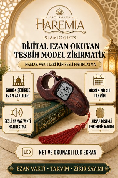 Altınoluk Haremia Digital Zikr Counter with Call to Prayer, Model Zikirmatik ...