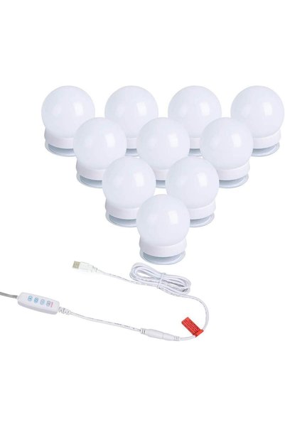 Generic مرآة تجميل بإضاءة LED، إضاءة بثلاث درجات، مصابيح LED تعمل بالكهرباء، ...