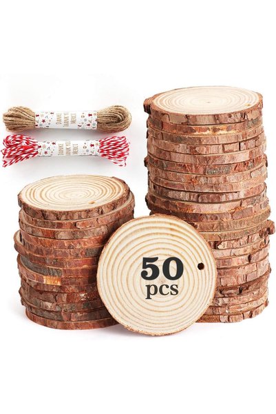 Noonedibs 50 bucăți de lemn de 6 - 7 cm, disc din lemn tip puc, excelent pent...