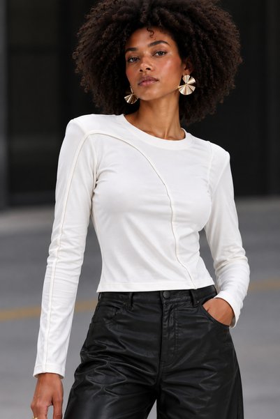 ROSE ARYA Long-Sleeved T-Shirt with Padded Shoulders