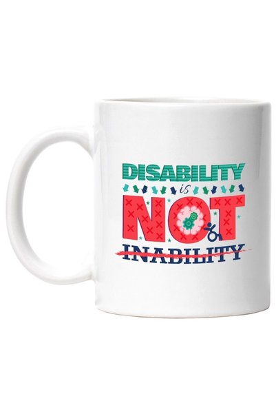 INOVATIX Cana alba personalizata, Disability Is Not Inability,Dizabilitate,Sc...