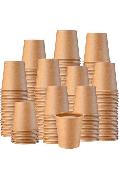 Generic 300 Pack Kraft Paper Hot Coffee Cups Cold Beverage Drinking Disposabl...
