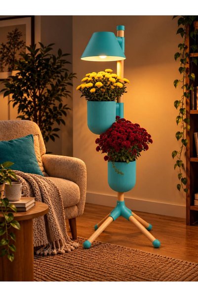 Luna – 2 Saksılı Abajurlu Dekoratif Saksı