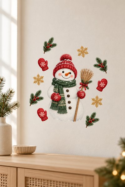 alışveriş kurdu Set de autocolante decorative cu tematică de Anul Nou: zăpadă...